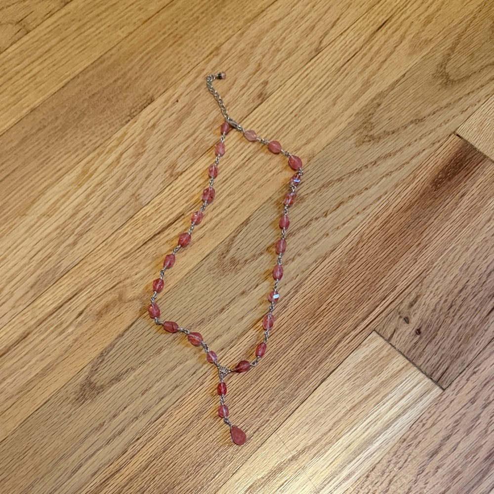 Pink Teardrop Beaded Y-Necklace - Women Jewelry